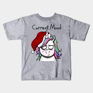 Christmas Unicorn in Quite a Mood - Light Kids T-Shirt